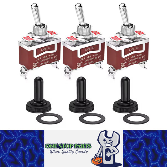 3 x 30A Toggle Switch 12V ON/Off/ON 3 Pin SPDT Car Toggle Switch with Boot Cap
