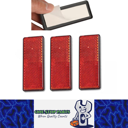 3 x Red Reflectors Adhesive Backing Stick on Red Reflectors 88x35mm 3pcs