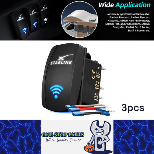 3 x Starlink Rocker Switch SPST 5 Pin On/Off 12V 24V With Wires Starlink Switch