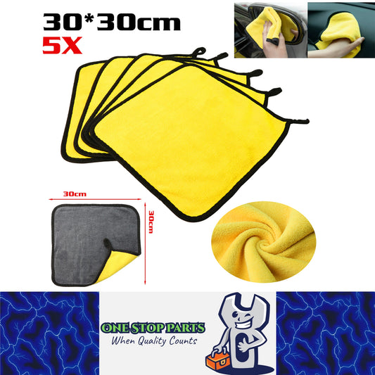 5pcs 30x30cm Microfiber Towel Car Wash Drying Cloth Auto Detailing Cleaning Kit