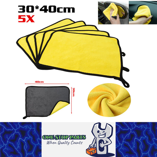 5pcs 30x40cm Microfiber Towel Car Wash Drying Cloth Auto Detailing Cleaning Kit