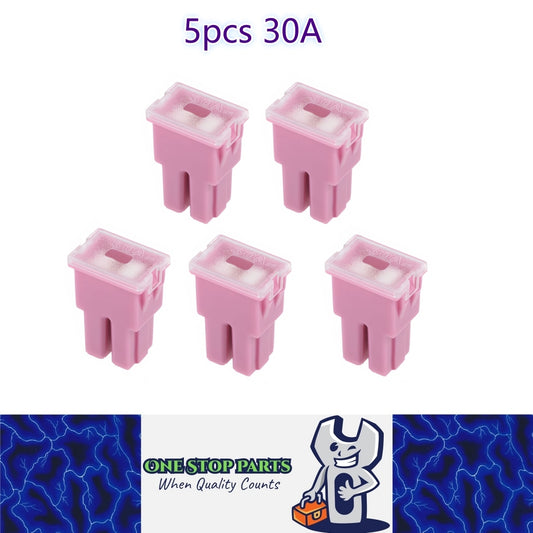 5 x 30Amp Pink Medium Female Slow Blow Fuse Block 15mmx22mm x 32mm High 30A Fuse