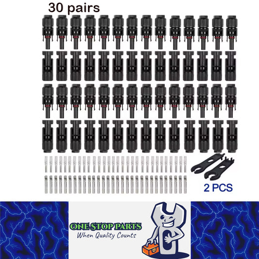 30 Pairs Solar Connectors 1000V 30A Solar Panel Branch MC4 PV Connectors