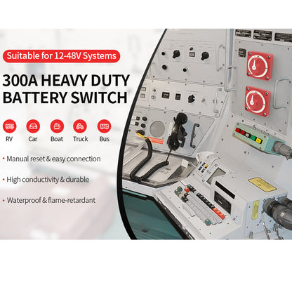 300A Battery Disconnect Switch 2 Position On/Off 12-48V Car Boat Marine Switch