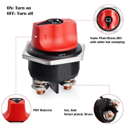 12V-24V 300Amp Heavy Duty Isolator Switch 45mm for Cars Boats 4wd Truck Caravan