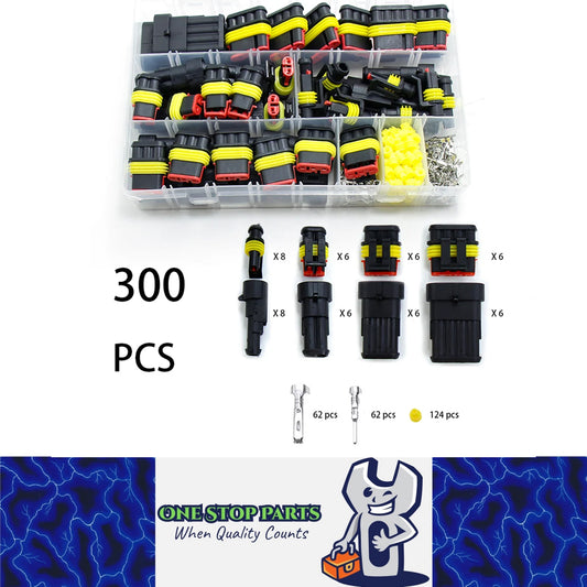 300pcs 1/2/3/4 Pin AMP Waterproof Connectors Car Electrical Wire Connectors Plug