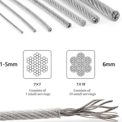 5m x 6mm 304 Stainless Steel Cable Rope PVC Coated Heavy Duty Wire Cable Rope
