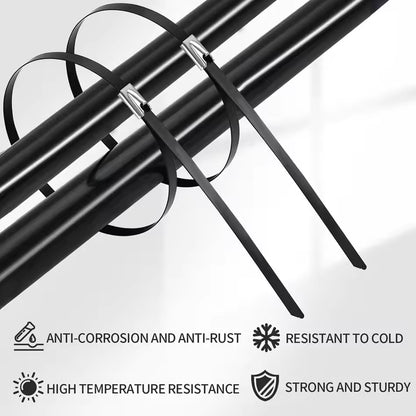 100pcs 4.8x300mm 304 Stainless Steel Zip Ties Self Locking Heavy Duty Cable Ties