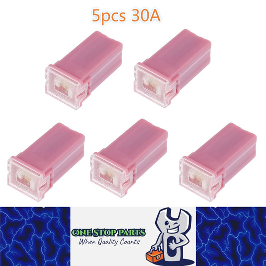 5 x 30Amp Pink Small Slow Blow Fuse Block 10mmx12mm x 27mm High 30A Fuse (5pcs)