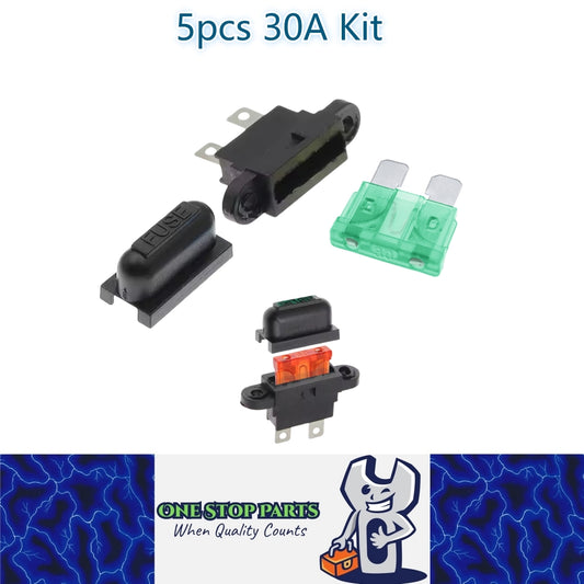 5 x 30A weatherproof standard inline fuse holder with mount tabs 5pcs 30Amp