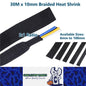 30M x 10mm 2:1 Black Heat Shrink Braided Sleeve Shrink 10mm to 5mm Heat Shrink