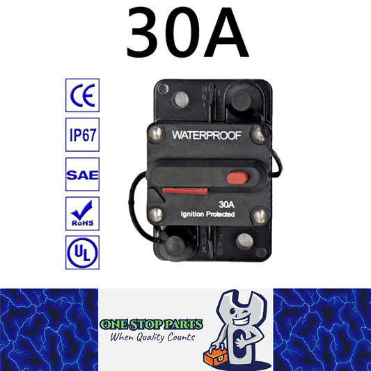 12v 30A Circuit Breaker Manual Reset Water Proof Ideal for 4wd Caravan Boat