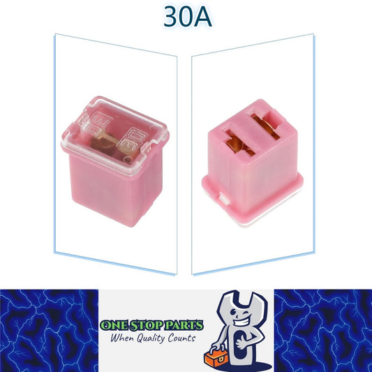 1 x 30Amp Pink Mini Slow Blow Fuse Block 10mmx12mm x 16mm High 30A Fuse (1pc)