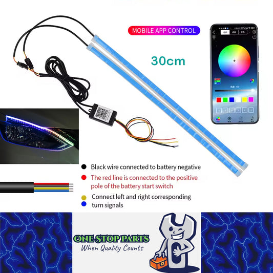 2 x 30cm RGB LED Daytime Running Light App Control Strip Light with Turn Signal