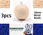 3 x 30mm Natural wood beads round DIY jewelry Handmade Accessories