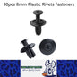 30pcs 8mm Black Plastic Body Rivets Fasteners for Under Bonnet Guard Liners etc