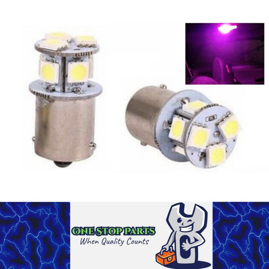 2pcs 12v BA15S 1156 8 SMD PINK PURPLE 80 LUMENS LED GLOBE FOR PARK LIGHT GLOBE