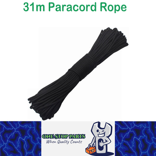 31m Black 650lb 9 core Paracord Rope 4mm Parachute Cord Outdoor Camping Rope