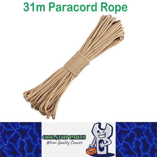 31m Khaki 650lb 9 core Paracord Rope 4mm Parachute Cord Outdoor Camping Rope