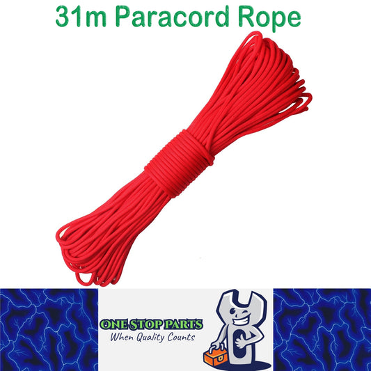 31m Red 650lb 9 core Paracord Rope 4mm Parachute Cord Outdoor Camping Rope