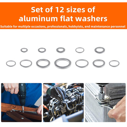 320pcs Aluminum Flat Washers Assortment Kits 12 Sizes M5-M20 Crush Washers