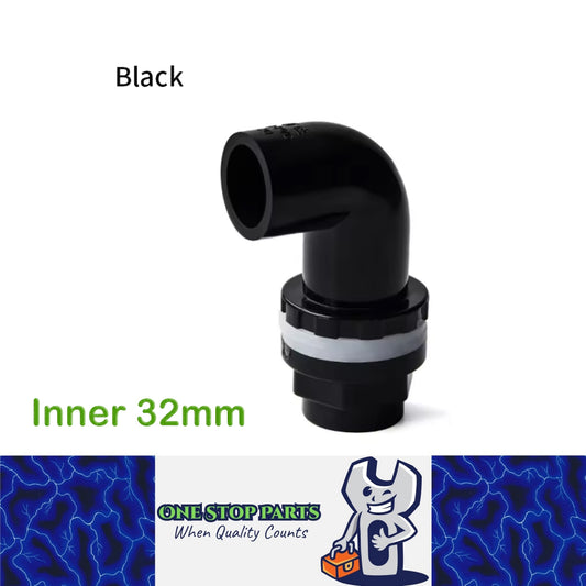 ID32mm Black PVC Aquarium 90° Elbow Drainage Connector Fish Tank Overflow Joint