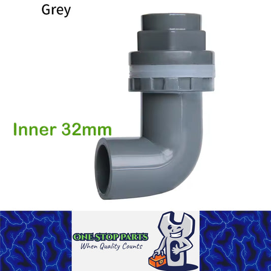 ID32mm Grey PVC Aquarium 90° Elbow Drainage Connector Fish Tank Overflow Joint
