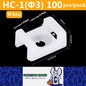 100 X White Cable tie Mounts Plastic 3.35mm Centre screw or pop rivet base