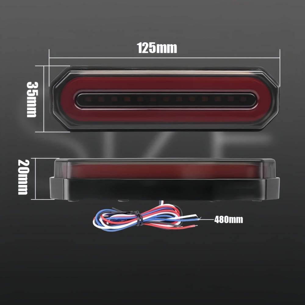 2pcs 3 in 1 LED Tail Light 125x35mm Stop/Tail/Indicator/DRL for Trailer Truck