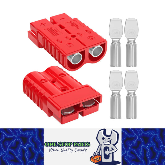 2 x 350A Red Anderson Socket Plug 2 Pin 120Amp Connector RV Truck Winch Marine
