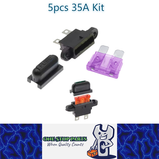 5 x 35A weatherproof standard inline fuse holder with mount tabs 5pcs 35Amp
