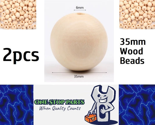 2 x 35mm Natural wood beads round DIY jewelry Handmade Accessories