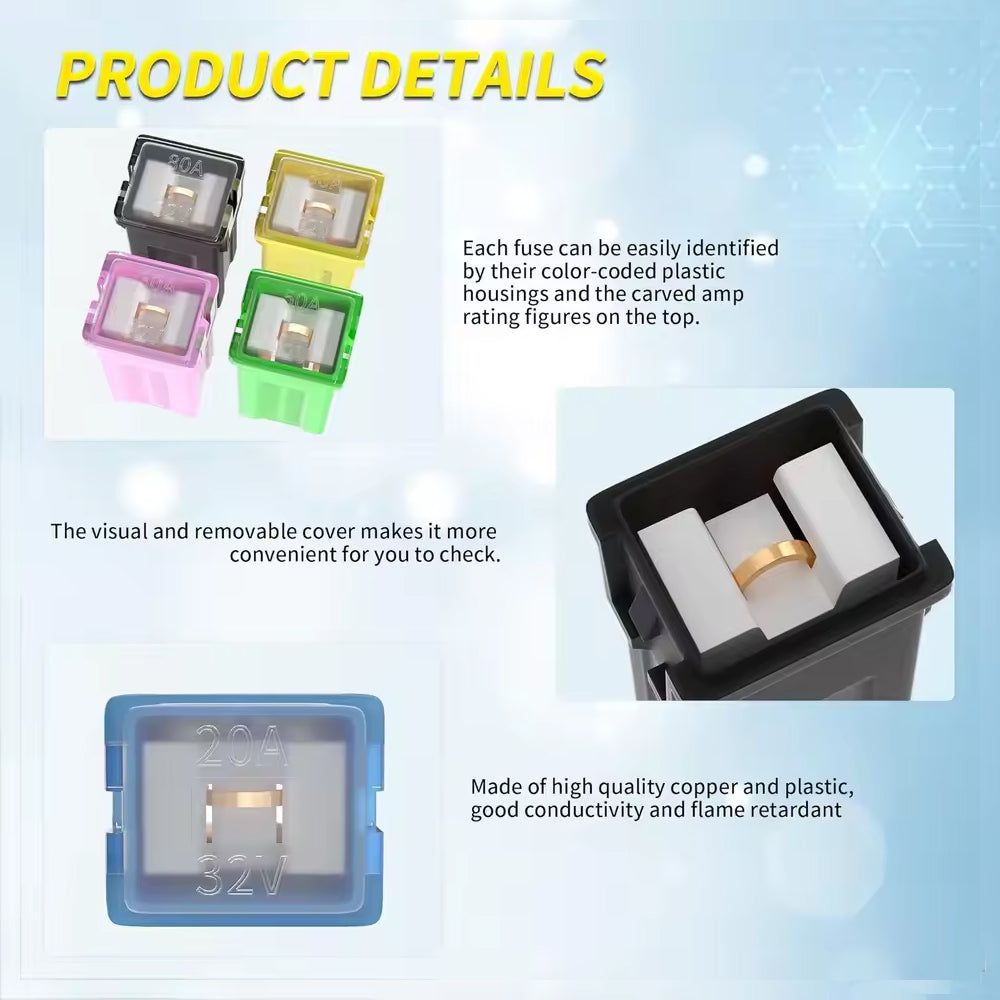 36pcs Jcase Fuse Tall/Standard Low Profile Fuse Block Kit 20A 30A 40A 50A 60/80A