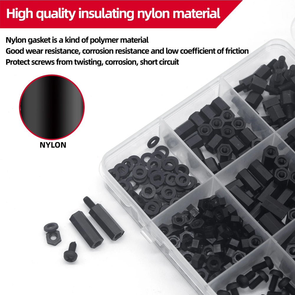 380pcs M3 Nylon Standoff Spacer Assortment Kit Hex Screw Nut for Electronics DIY