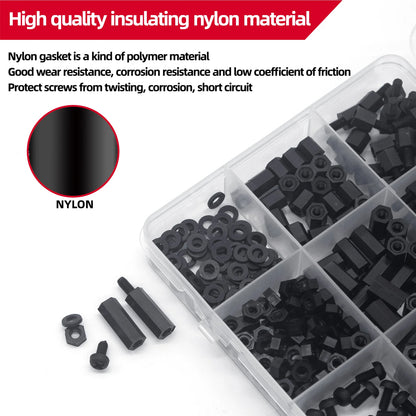 380pcs M3 Nylon Standoff Spacer Assortment Kit Hex Screw Nut for Electronics DIY