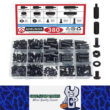 380pcs M3 Nylon Standoff Spacer Assortment Kit Hex Screw Nut for Electronics DIY