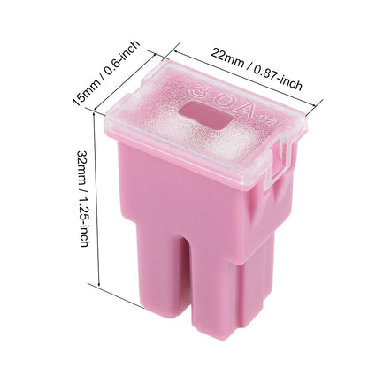 1 x 30Amp Pink Medium Female Slow Blow Fuse Block 15mmx22mm x 32mm High 30A Fuse