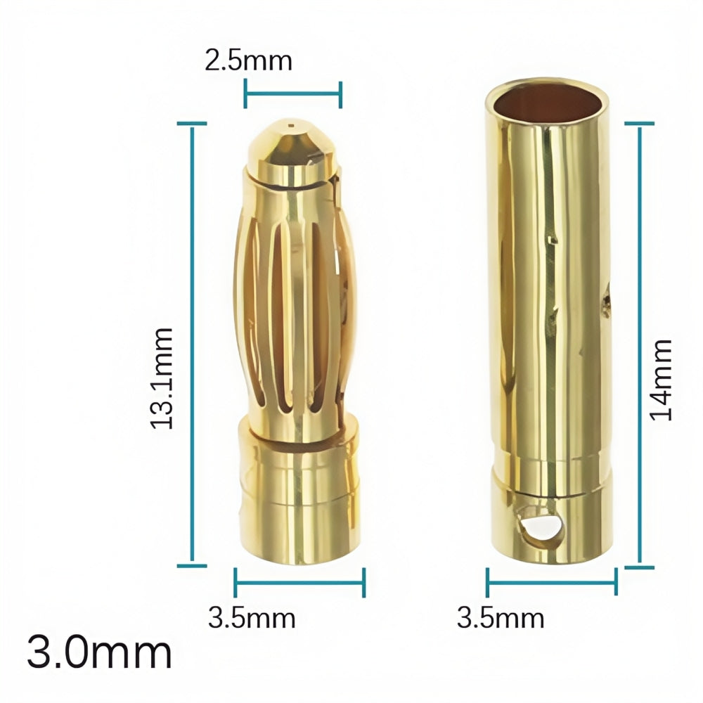 1 Pair 3mm Bullet Connectors Banana Plugs Male Female for RC Battery ESC Motor