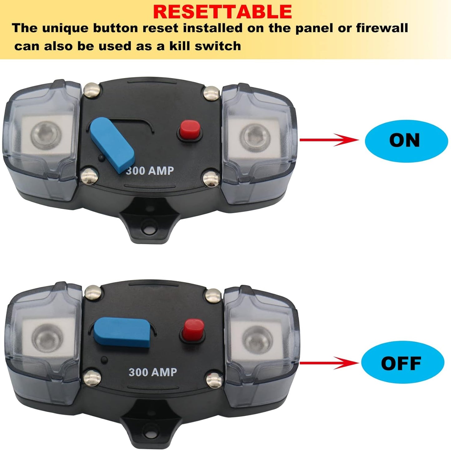 Heavy Duty 12v-48v 50A Inline Circuit Breaker Manual Reset for 4wd Caravan Boat