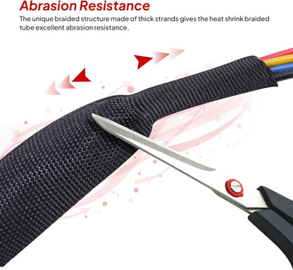 1M x 60mm 2:1 Black Heat Shrink Braided Sleeve Shrink 60mm to 30mm heat shrink