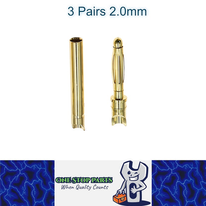 3 Pairs 2mm Bullet Connectors Banana Plugs Male Female for RC Battery ESC Motor