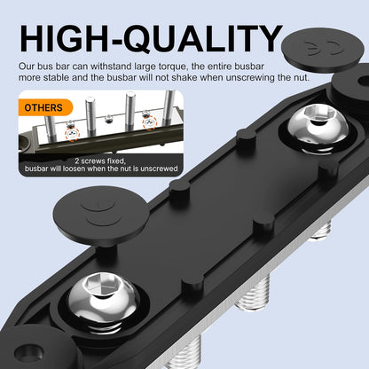 M10 Bus Bar 12V-48V 275A Power Distribution Block 4xM10 Posts Stud 6xM4 Terminal