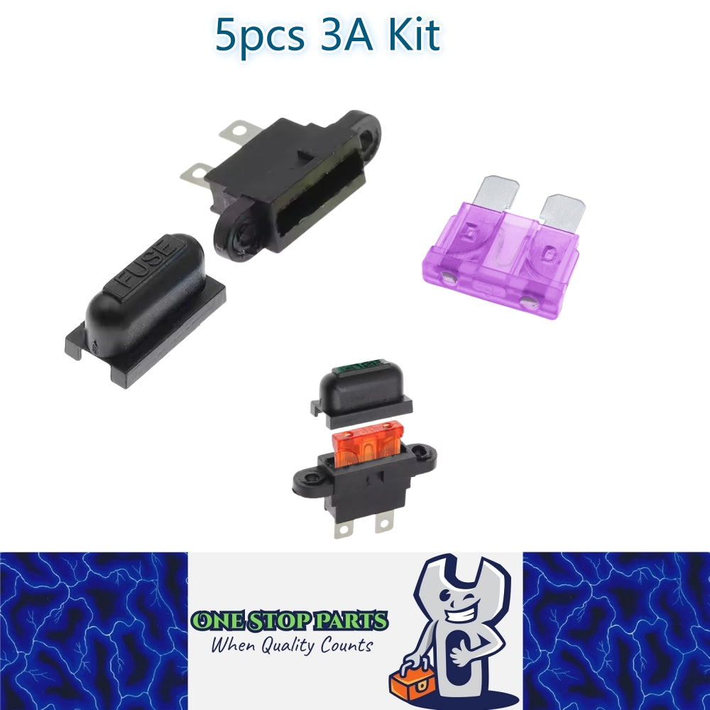 5 x 3A weatherproof standard inline fuse holder with mount tabs 5pcs 3Amp