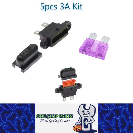 5 x 3A weatherproof standard inline fuse holder with mount tabs 5pcs 3Amp