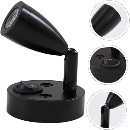 Pair 12v Black LED Bedside Reading Lights Cool White with Switch Rotatable Lamps