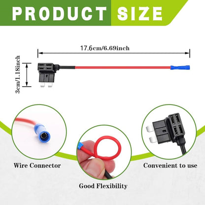 20 x Standard Blade Piggy Back fuse Connector with wire for add on Accessories