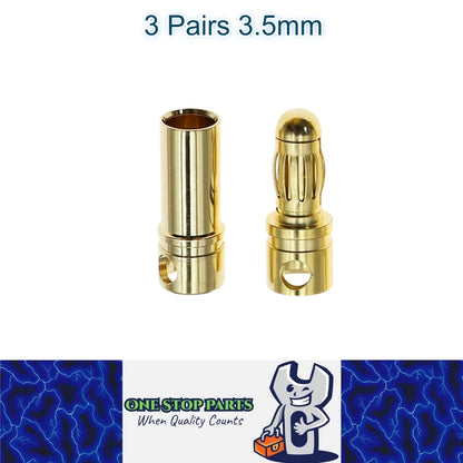 3 Pairs 3.5mm Bullet Connectors Banana Plug Male Female for RC Battery ESC Motor