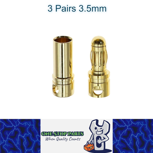 3 Pairs 3.5mm Bullet Connectors Banana Plug Male Female for RC Battery ESC Motor