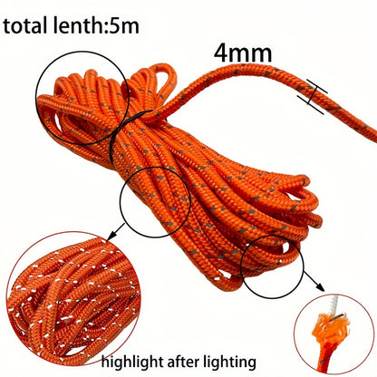 6 Orange Reflective Camping Tent Rope Tie down Fastener Tensioner Ratchet Hanger