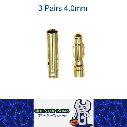 3 Pairs 4mm Bullet Connectors Banana Plugs Male Female for RC Battery ESC Motor